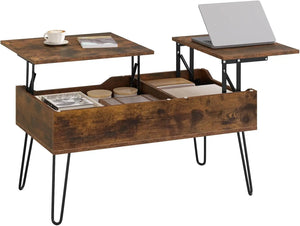 WOLTU Table de canapé de salon Double plaque de levage Table basse Table basse extractible réglable en hauteur rangement caché séparé