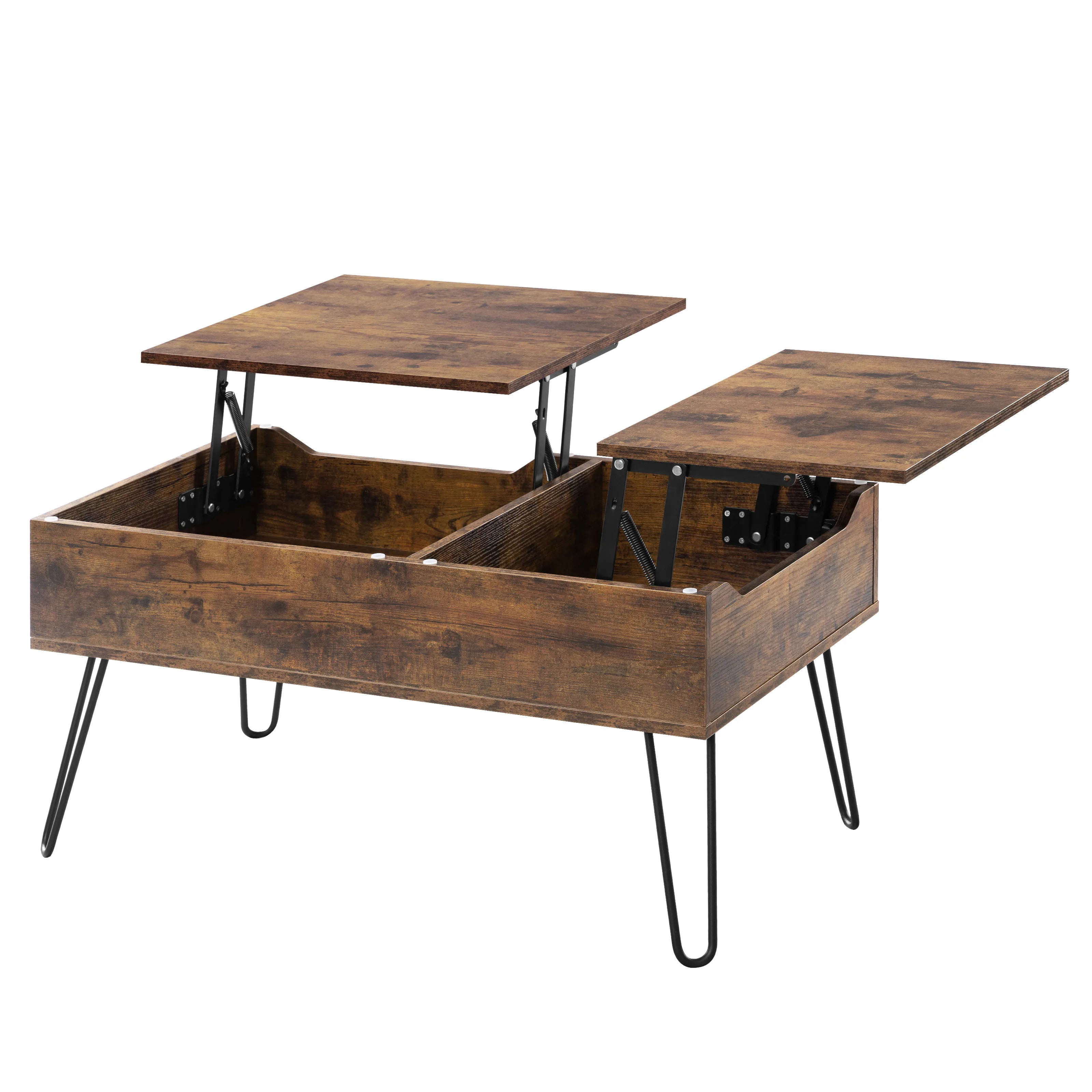 WOLTU Table de canapé de salon Double plaque de levage Table basse Table basse extractible réglable en hauteur rangement caché séparé