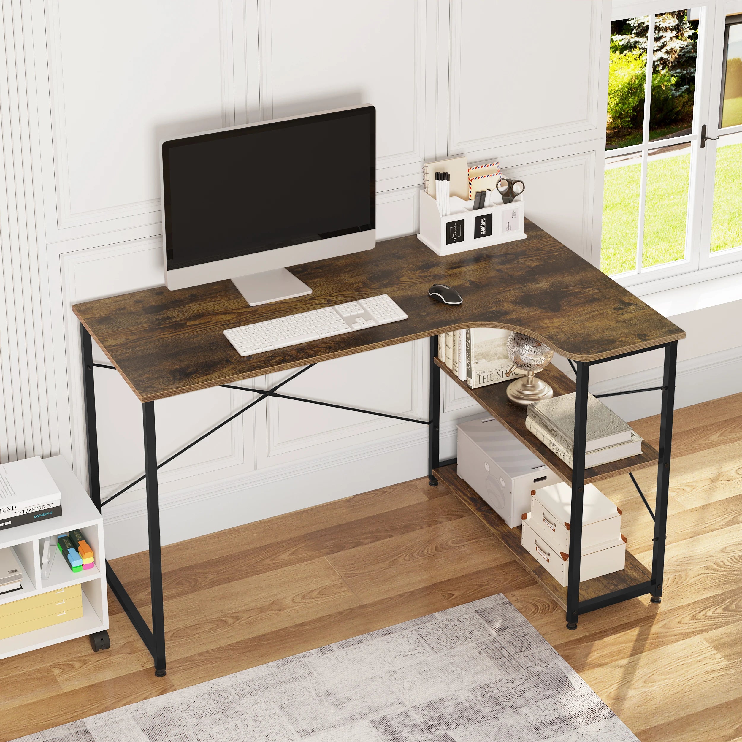 WOLTU 1PC Table d'ordinateur bureau en forme de L PC Table d'ordinateur portable poste de travail bureau d'étude Table de jeu à manger