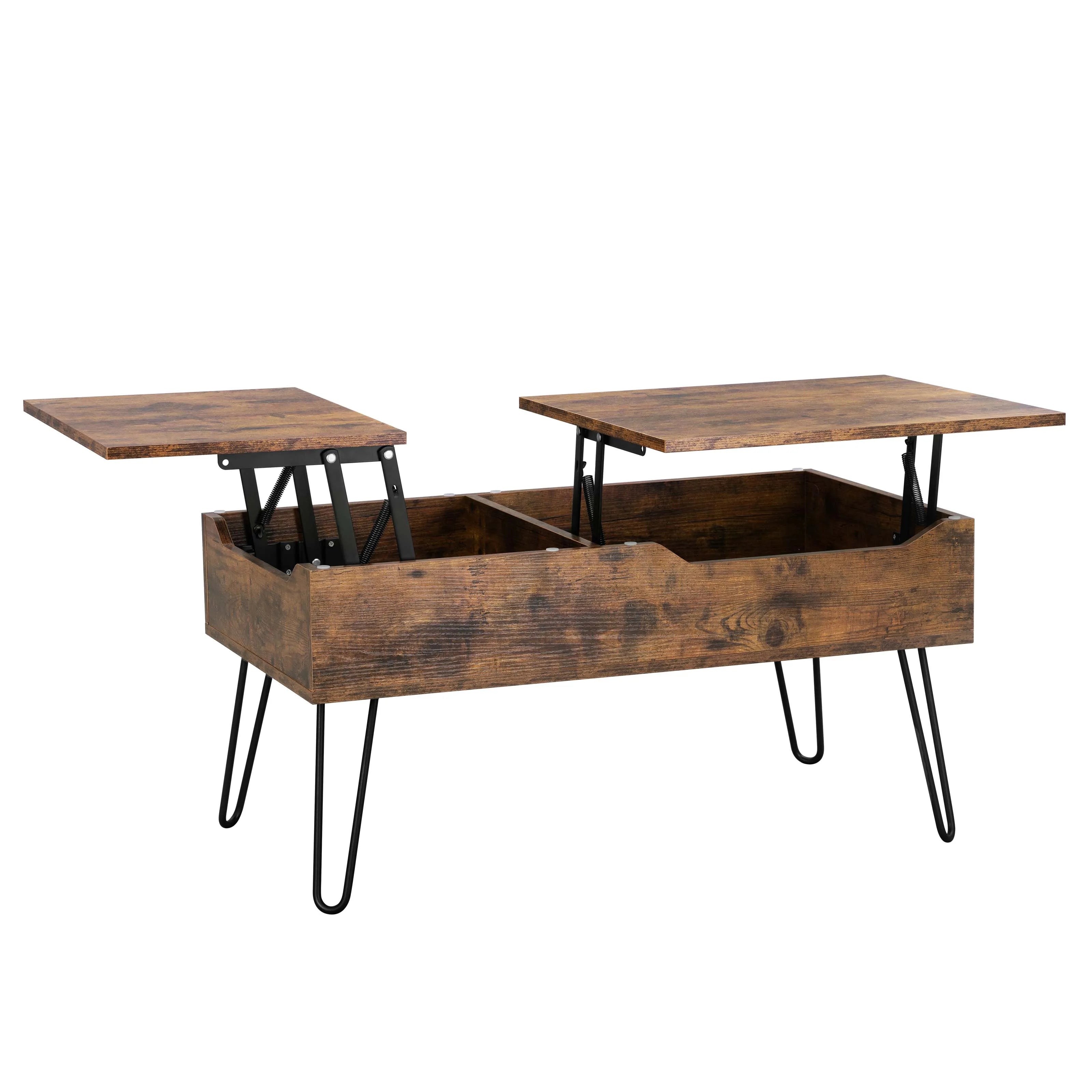 WOLTU Table de canapé de salon Double plaque de levage Table basse Table basse extractible réglable en hauteur rangement caché séparé