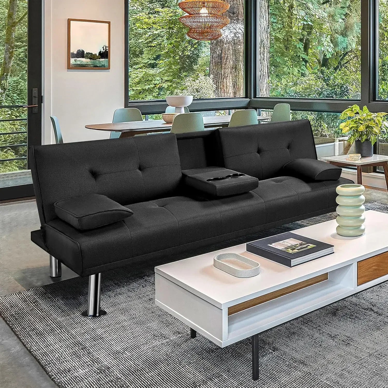 Yaheetech Klappbares Schlafsofa canapé canapé mit Schlaffunktion Bettsofa mit Großer Liegefläche von 167 cm L × 94 cm B WAZs Wohnzi
