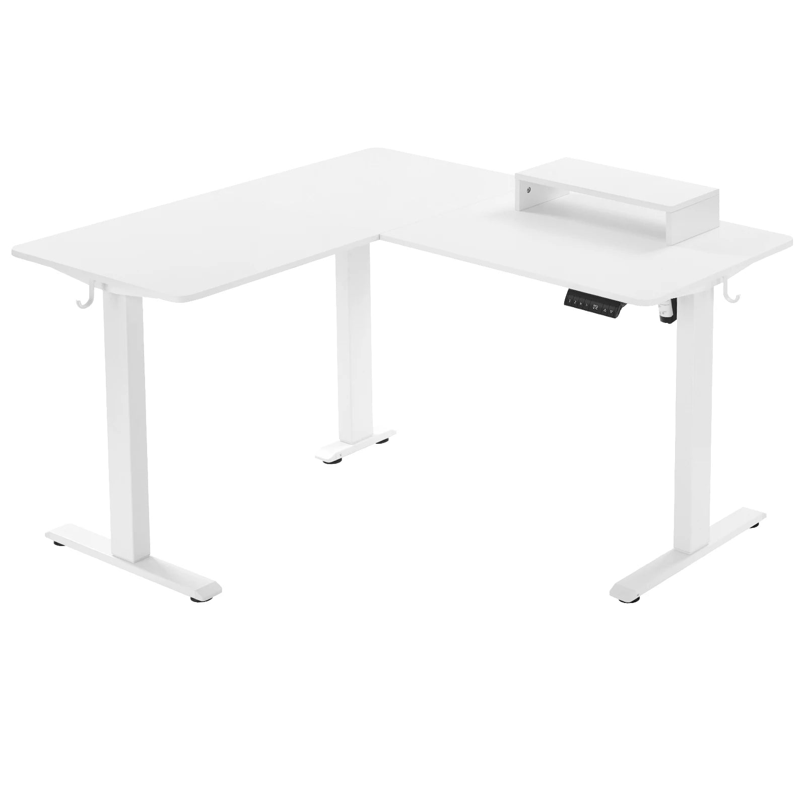 Table d'angle de bureau électrique en forme de L, support assis, 140x120cm, recommandé, bureau d'ordinateur réglable avec 4 commandes de mémoire, support de moniteur