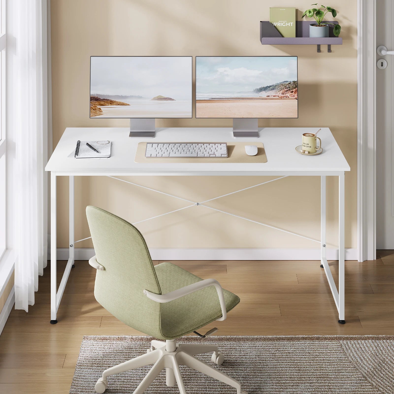 WOLTU Cadre en métal Bureau d'ordinateur Bureau Écriture Étude Table de jeu Moderne Grande poste de travail de bureau Bureau pour Bureau à domicile Chambre à coucher