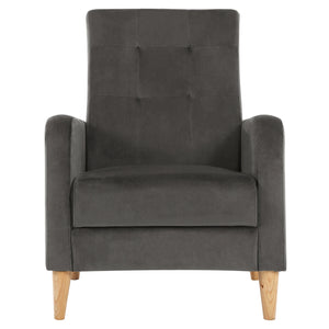 Fauteuil scandinave en velours, dossier haut, accoudoirs, convertible – salon ou chambre