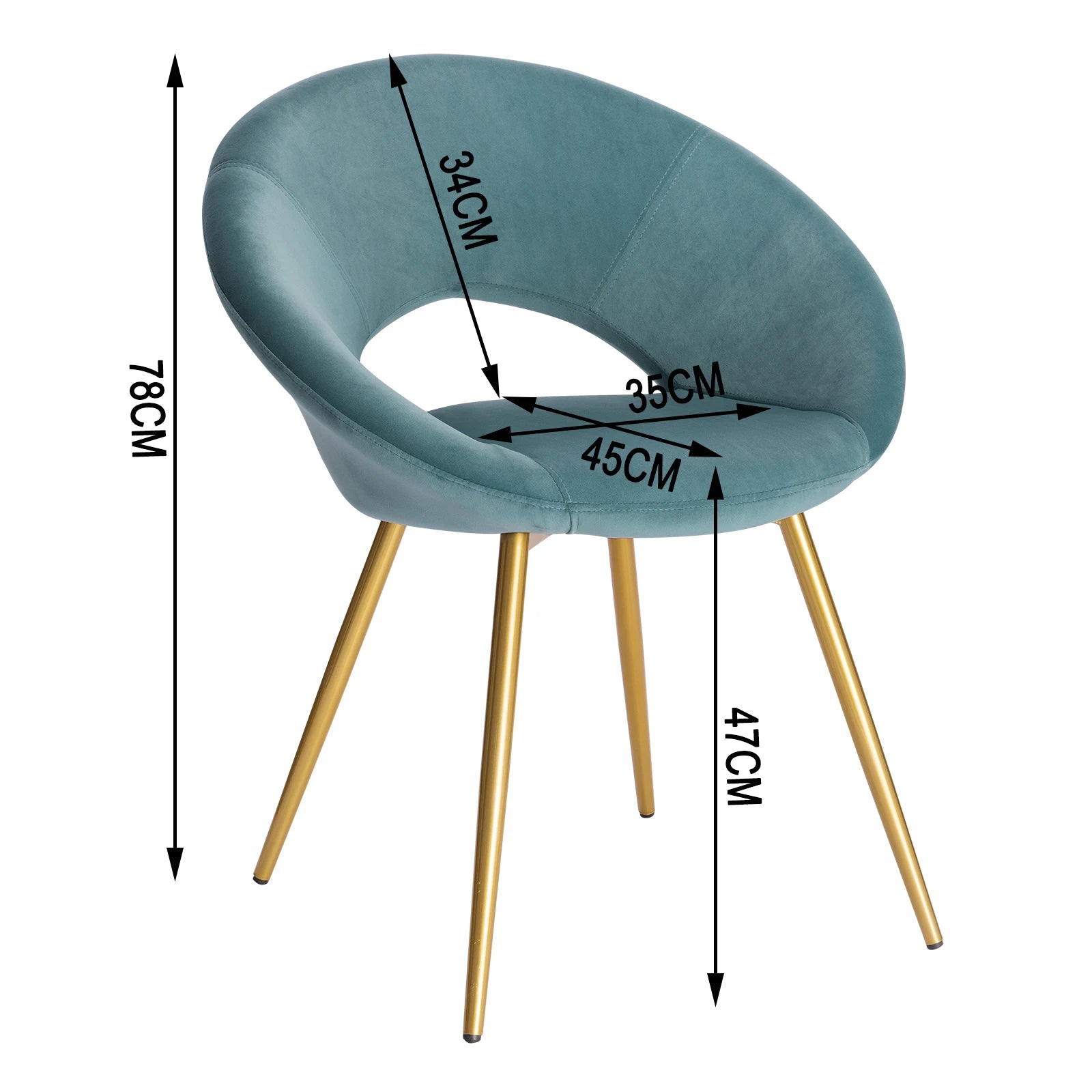 Chaise de salle à manger en velours coloré, chaise de cuisine debout, fauteuil de salon, pieds en métal doré, décor de restaurant à la maison