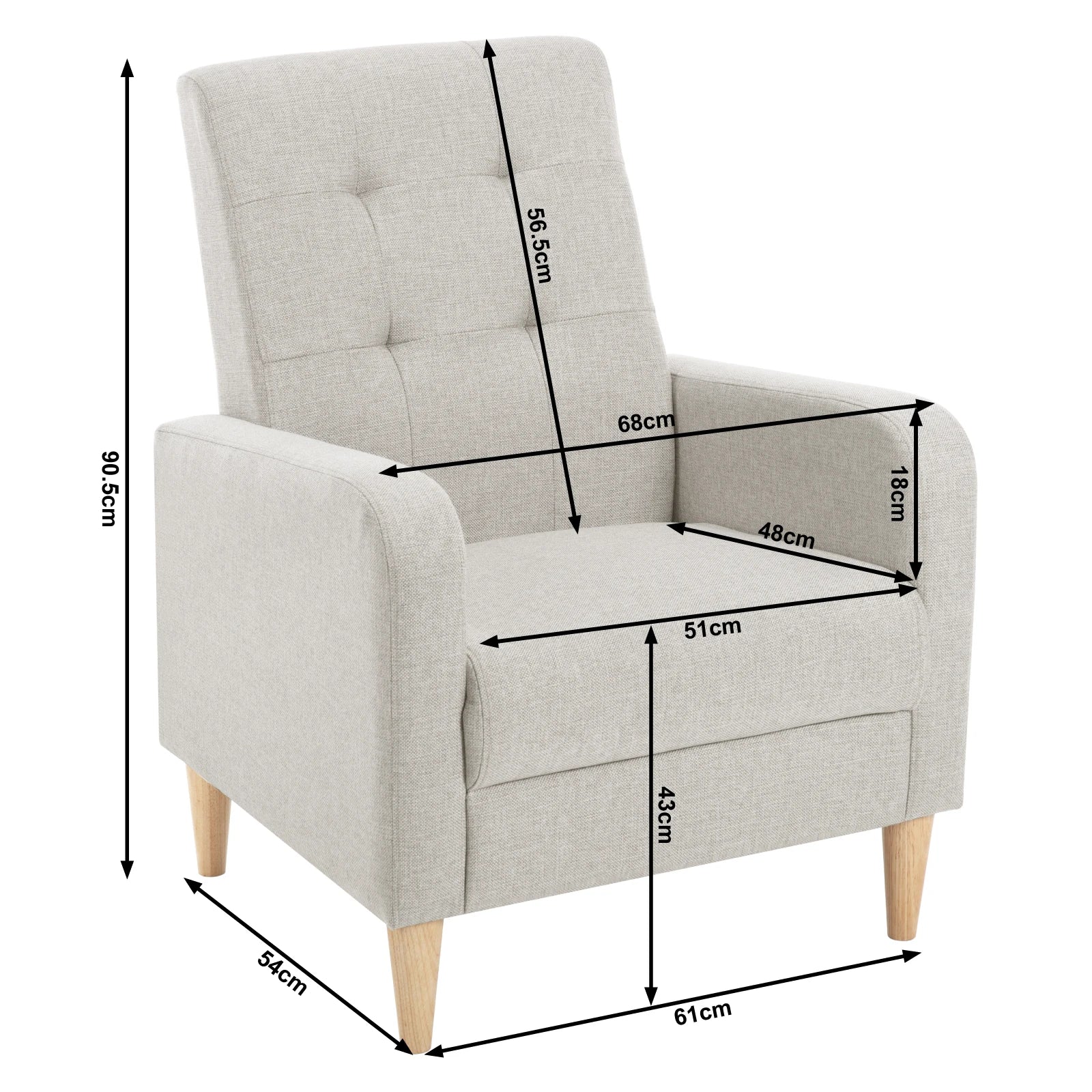 Fauteuil scandinave en velours, dossier haut, accoudoirs, convertible – salon ou chambre