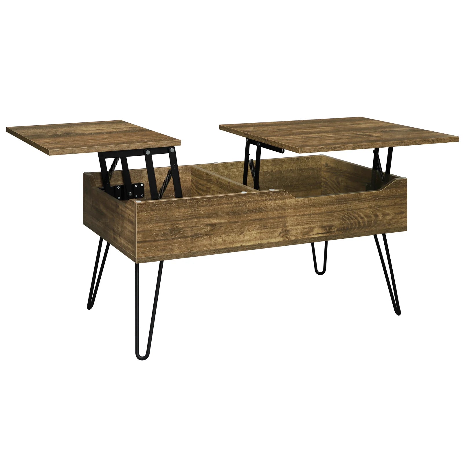 WOLTU Table de canapé de salon Double plaque de levage Table basse Table basse extractible réglable en hauteur rangement caché séparé