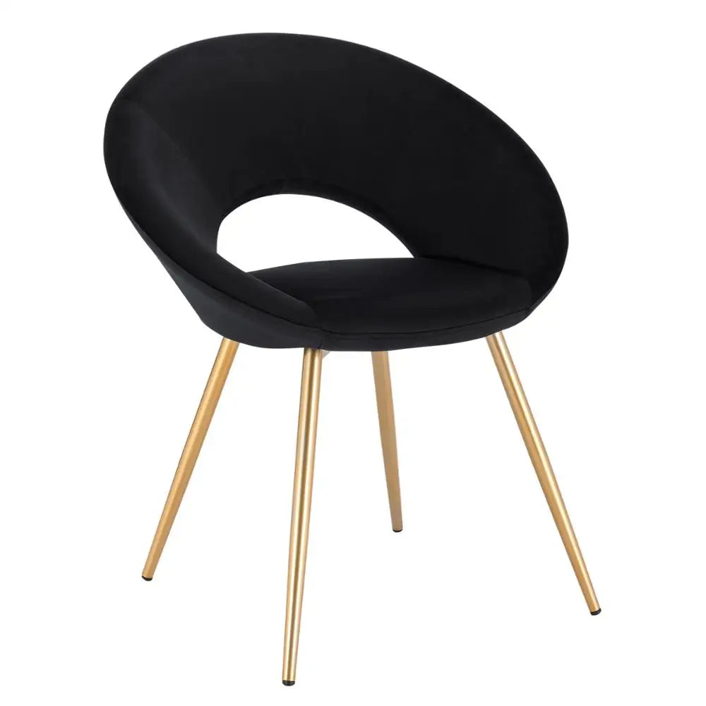 Chaise de salle à manger en velours coloré, chaise de cuisine debout, fauteuil de salon, pieds en métal doré, décor de restaurant à la maison